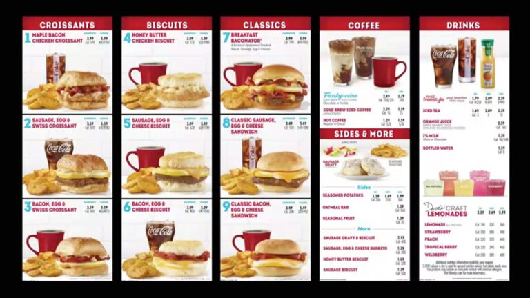 Breakfast Menu at Wendys With Prices