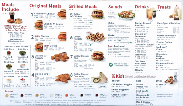 Chick Fil a Menu With Price