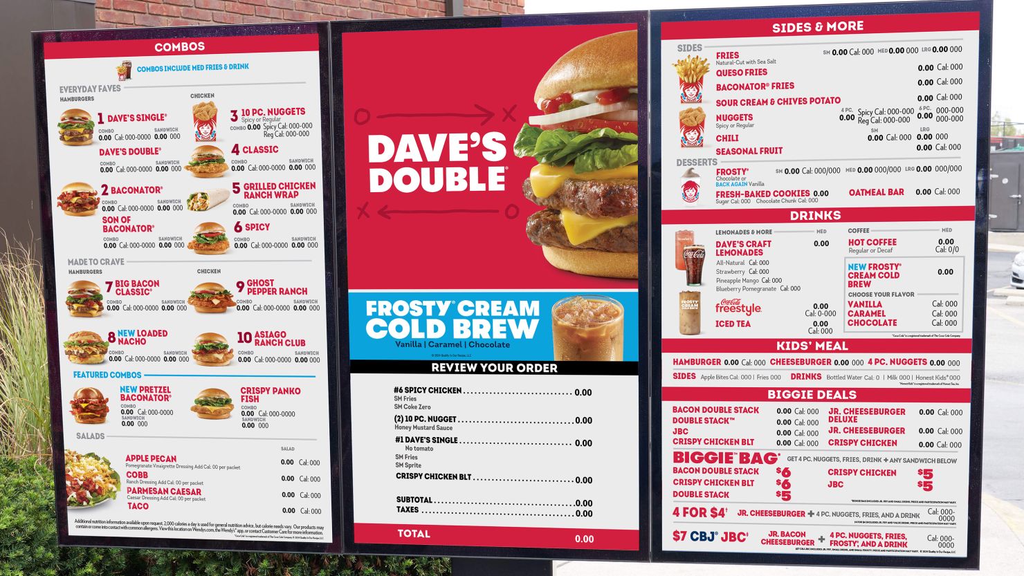 New Menu for Wendys With Prices